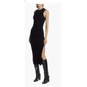 Reformation Basil Sleeveless Cashmere Midi-Dress in Black Size Small $348.00